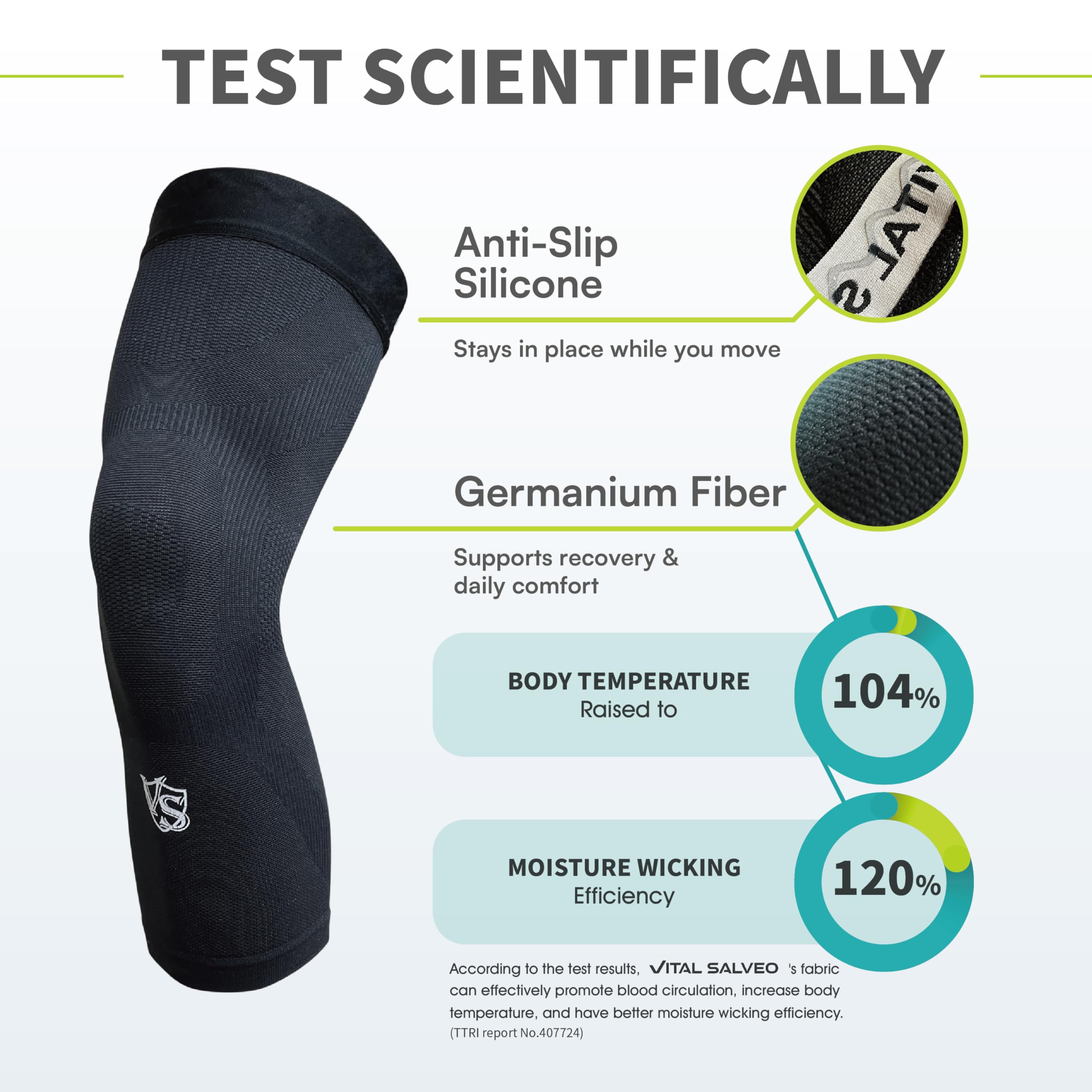 Vital Salveo-Sports and Outdoor Compression - Ginocchiera lunga per ginocchio, recupero in Germanio, pallacanestro (1 pezzo)