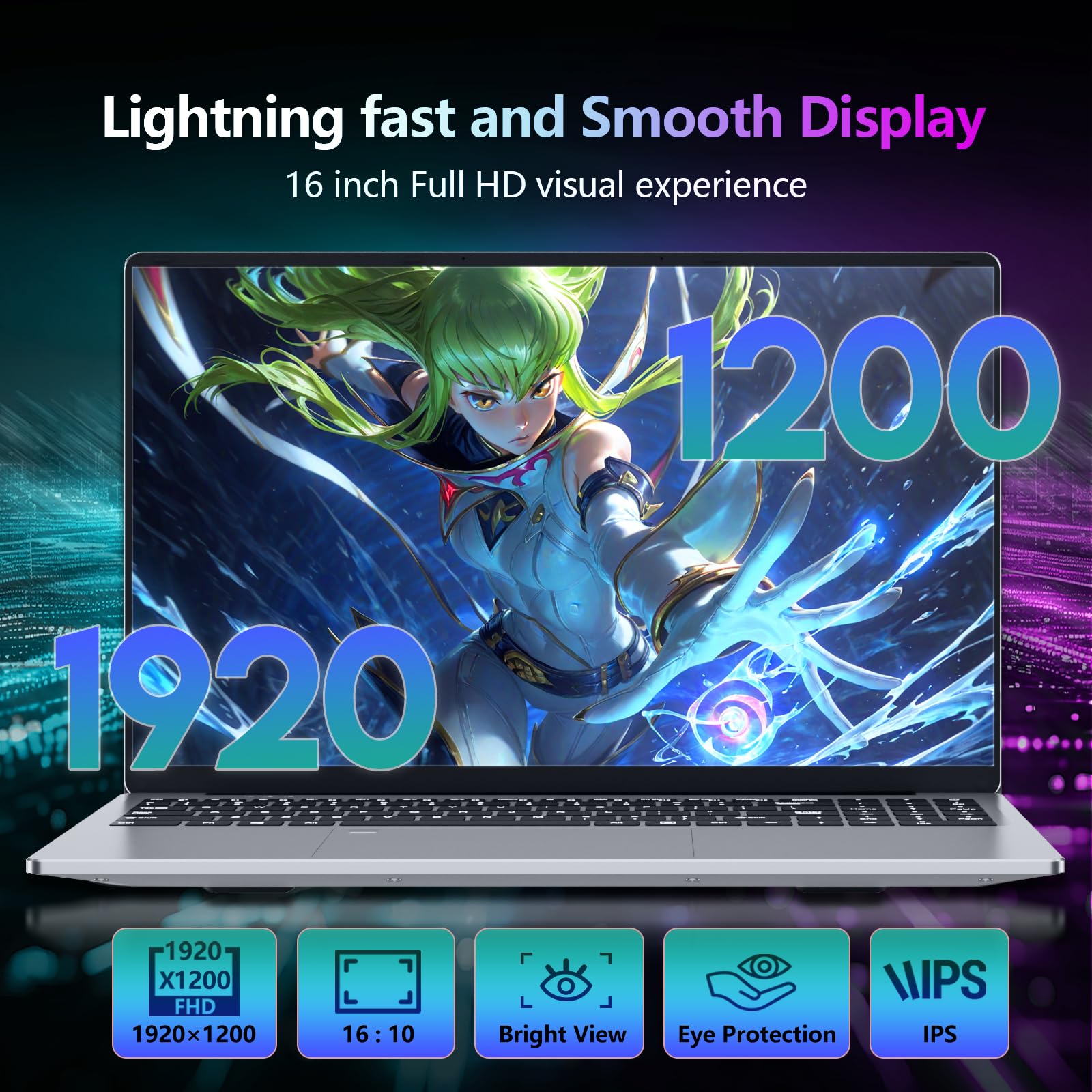 Portatile PC 16 pollici, Core i7 6500U processore 16 GB RAM 512 GB SSD Notebook, Win 11 Laptop, grafica UHD, schermo FHD 1920*1200, tastierino numerico retroilluminato/Touch ID Computer portatile