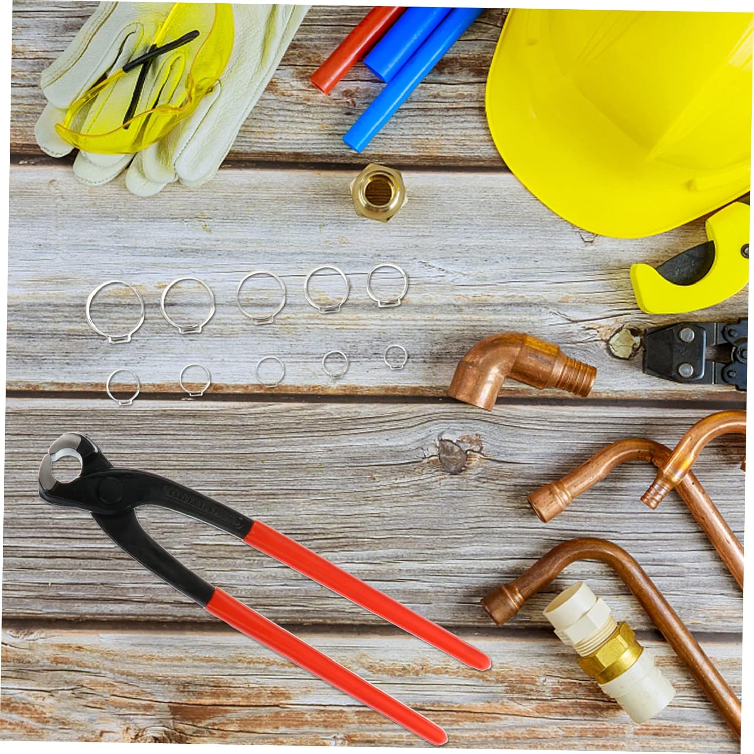 Gadpiparty Heavy Duty 115pcs Stainless Steel Hose Clamps with Clamp Pliers Easy to Adjust for Gas Tube Clip