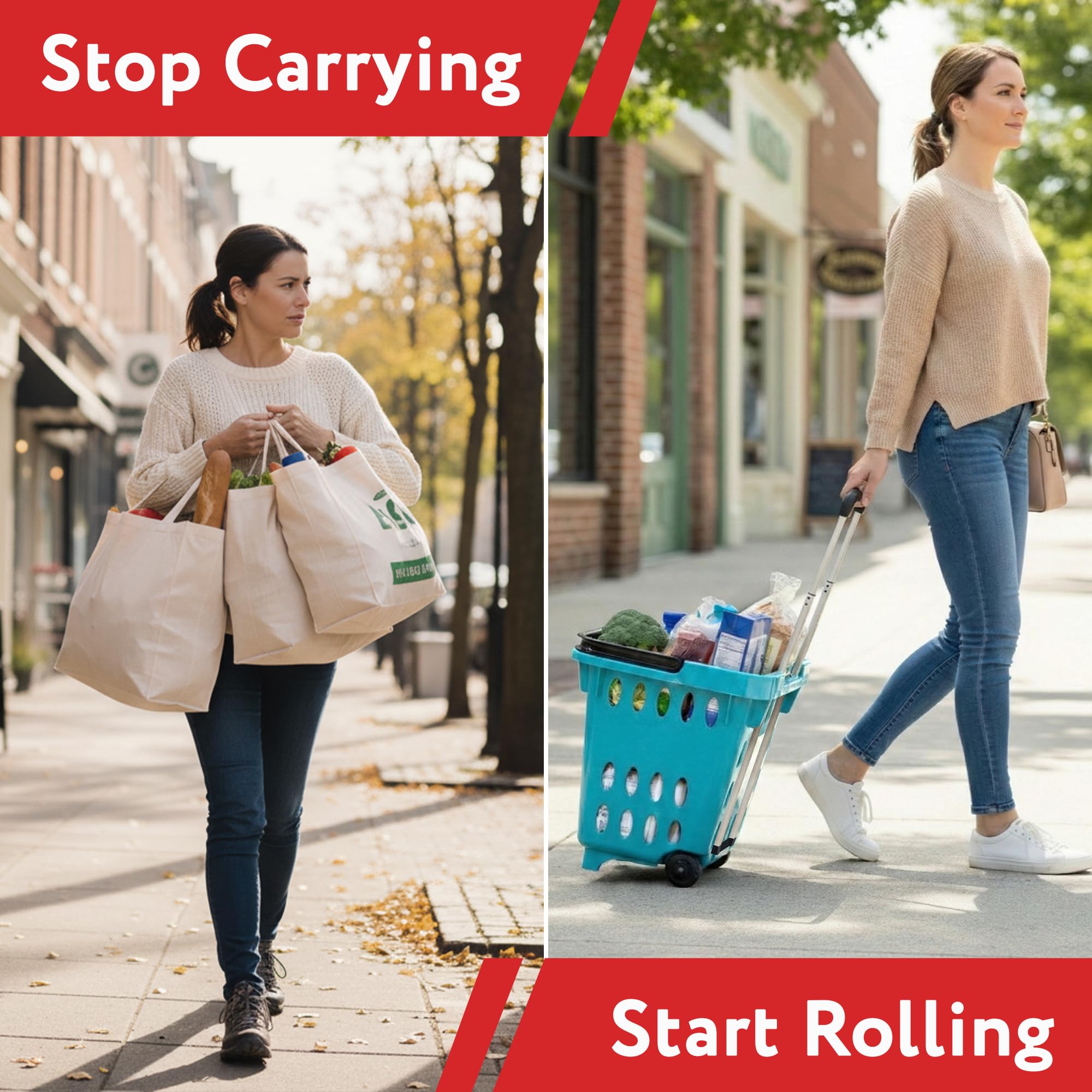 dbest products Gocart, Teal Grocery Shopping Basket Rolling Laundry Cart