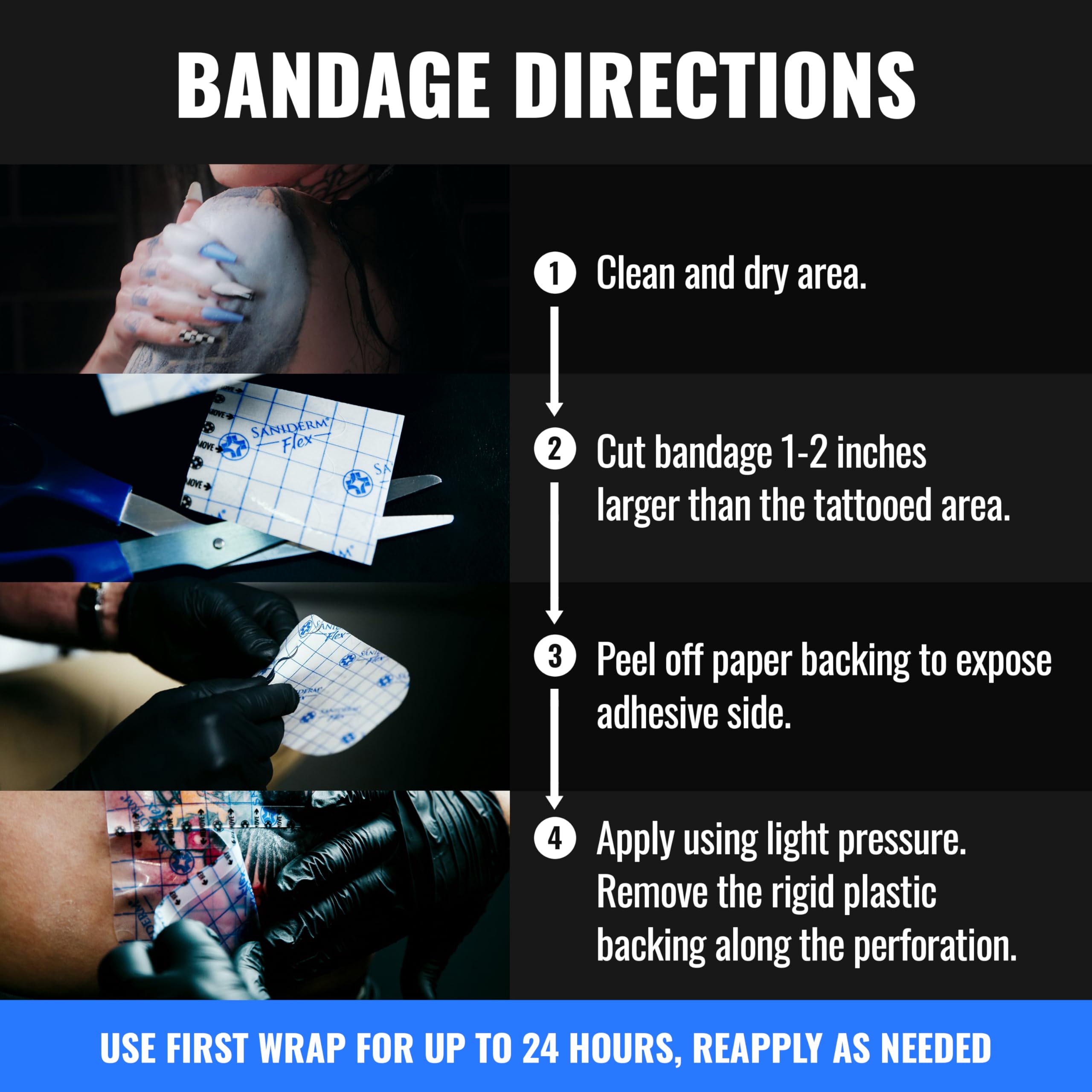 Saniderm Flex Tattoo Bandage Roll, Matte Waterproof Sterile Film