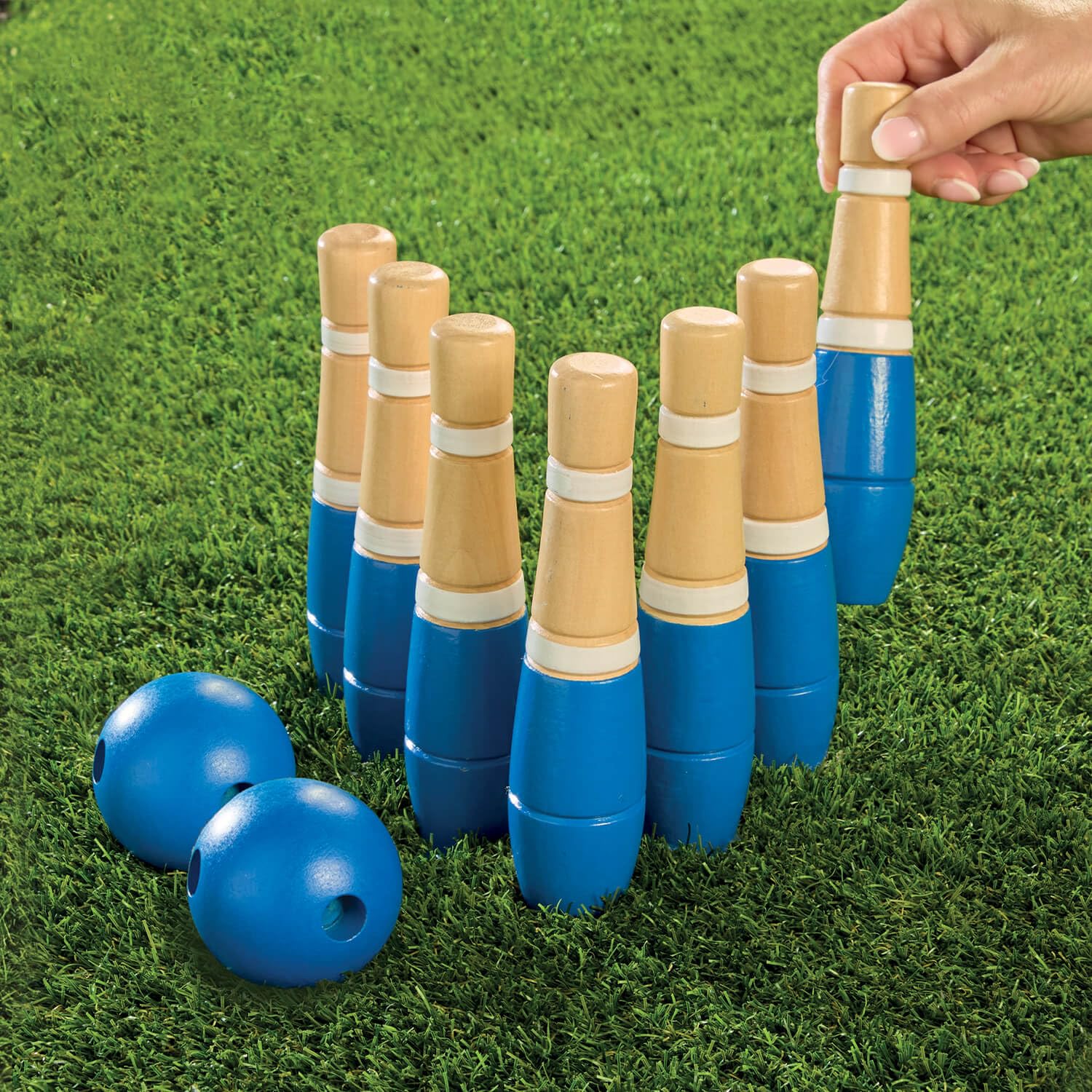 Wooden Skittles Bowling Garden Outdoors Indoors Game