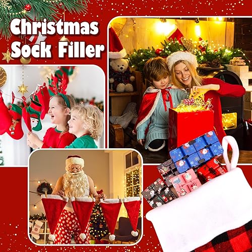 Miniatura 5 de 12 piezas de cubo infinito de Navidad, juguete para aliviar el estrés y la ansiedad, relleno de calcetines de Navidad, bolsas de regalo, cubo de