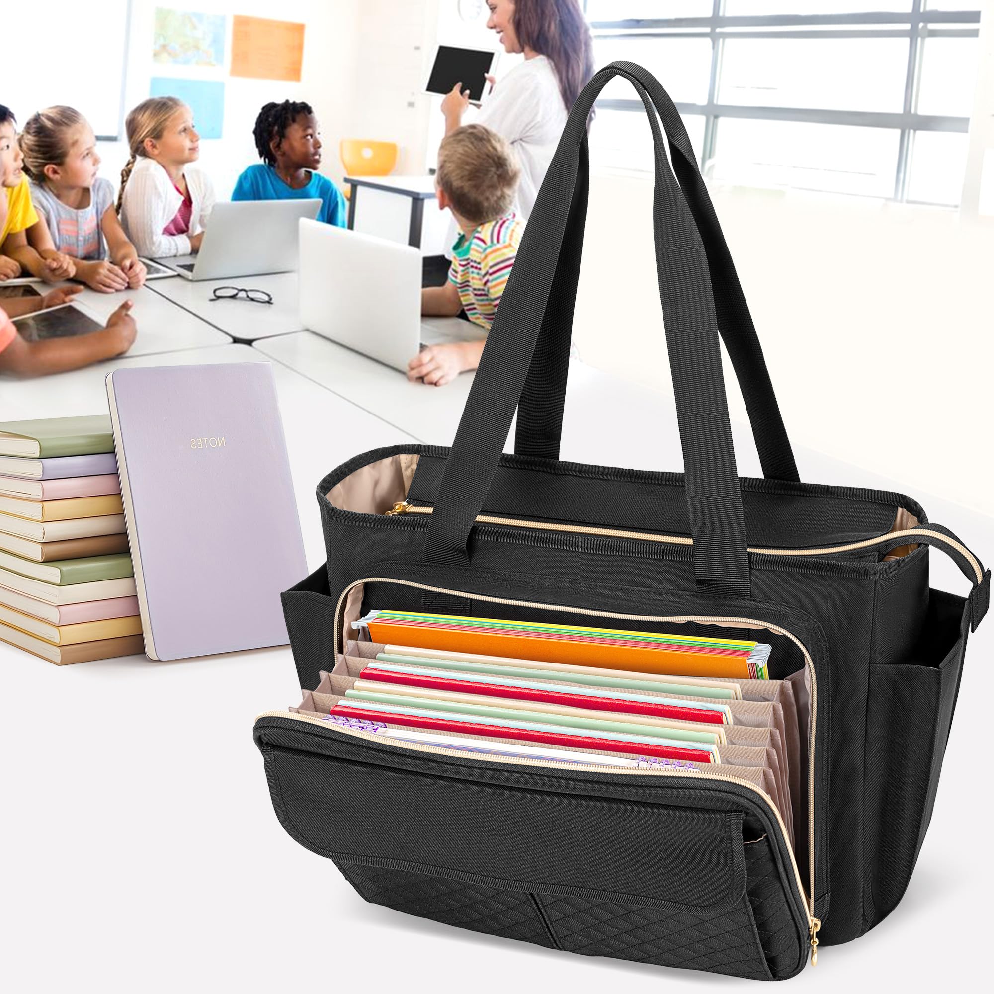 Luxja Sac de Professeur avec Espace de Classement en Accordéon
