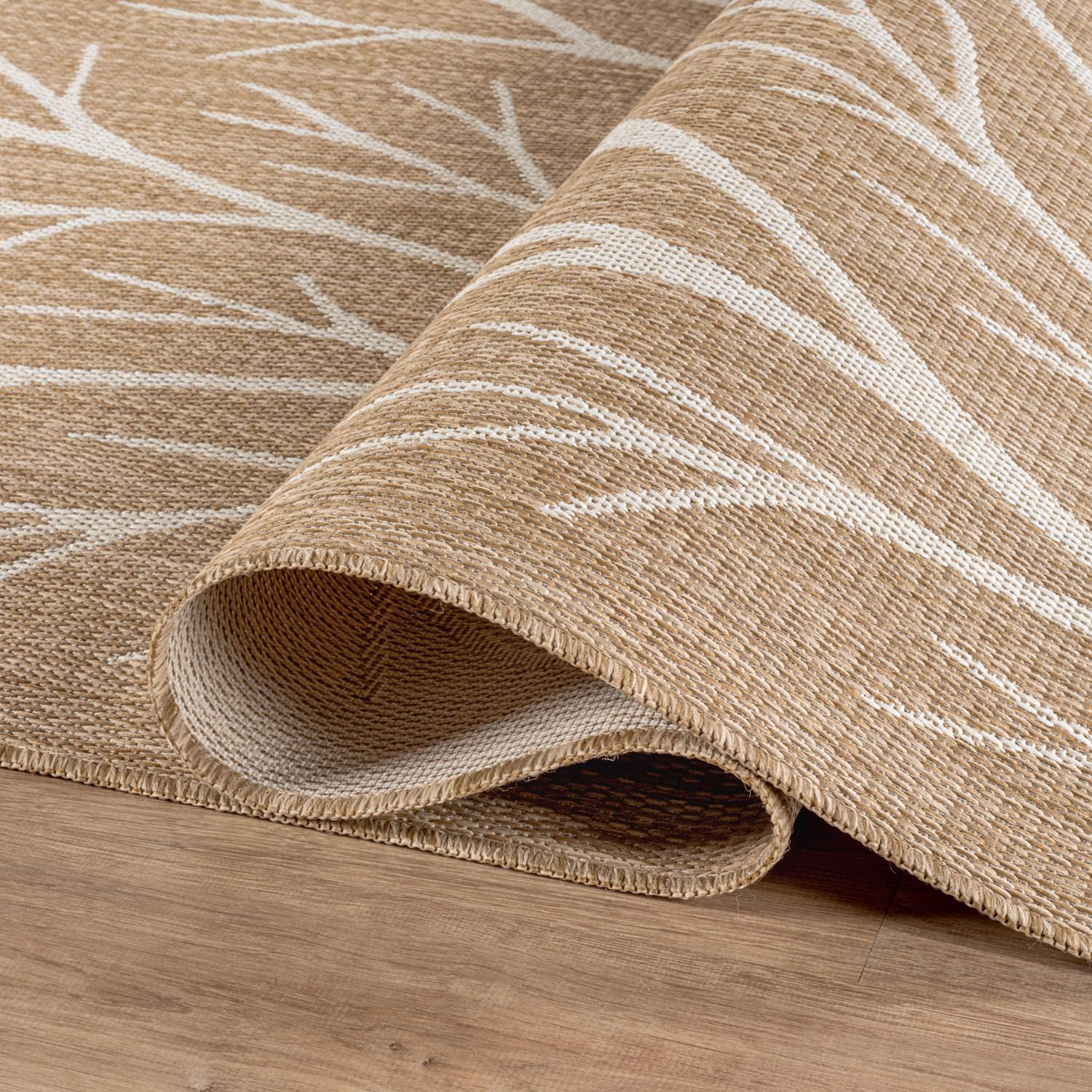 Washable Indoor Outdoor Rug 5x7 Modern Area Rugs Branch Pattern Non Shedding Waterproof Easy Clean Patio Deck Porch Living Room Bedroom Garden RV (5 X 7 Natural)
