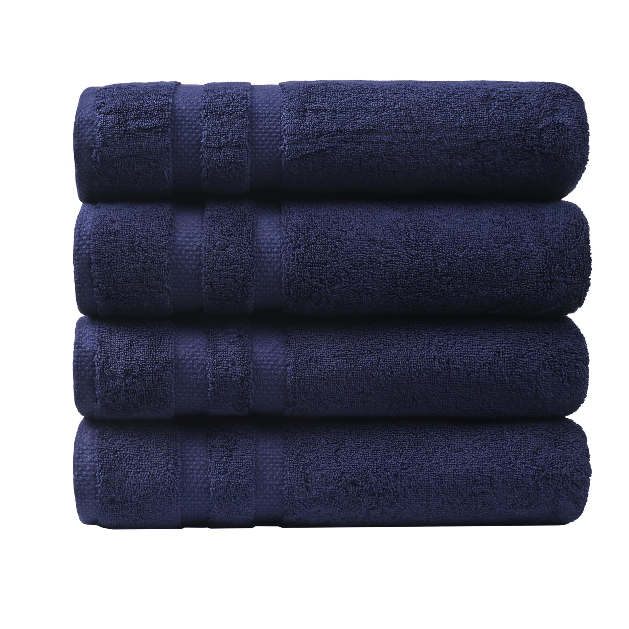 SOFE H&L | Olea Luxury Cotton Turkish Bath Towels Set of 4 Navy Blue | Premium, Soft, Durable, Absorbent | Hotel Quality Plush Towels and Thick Towel