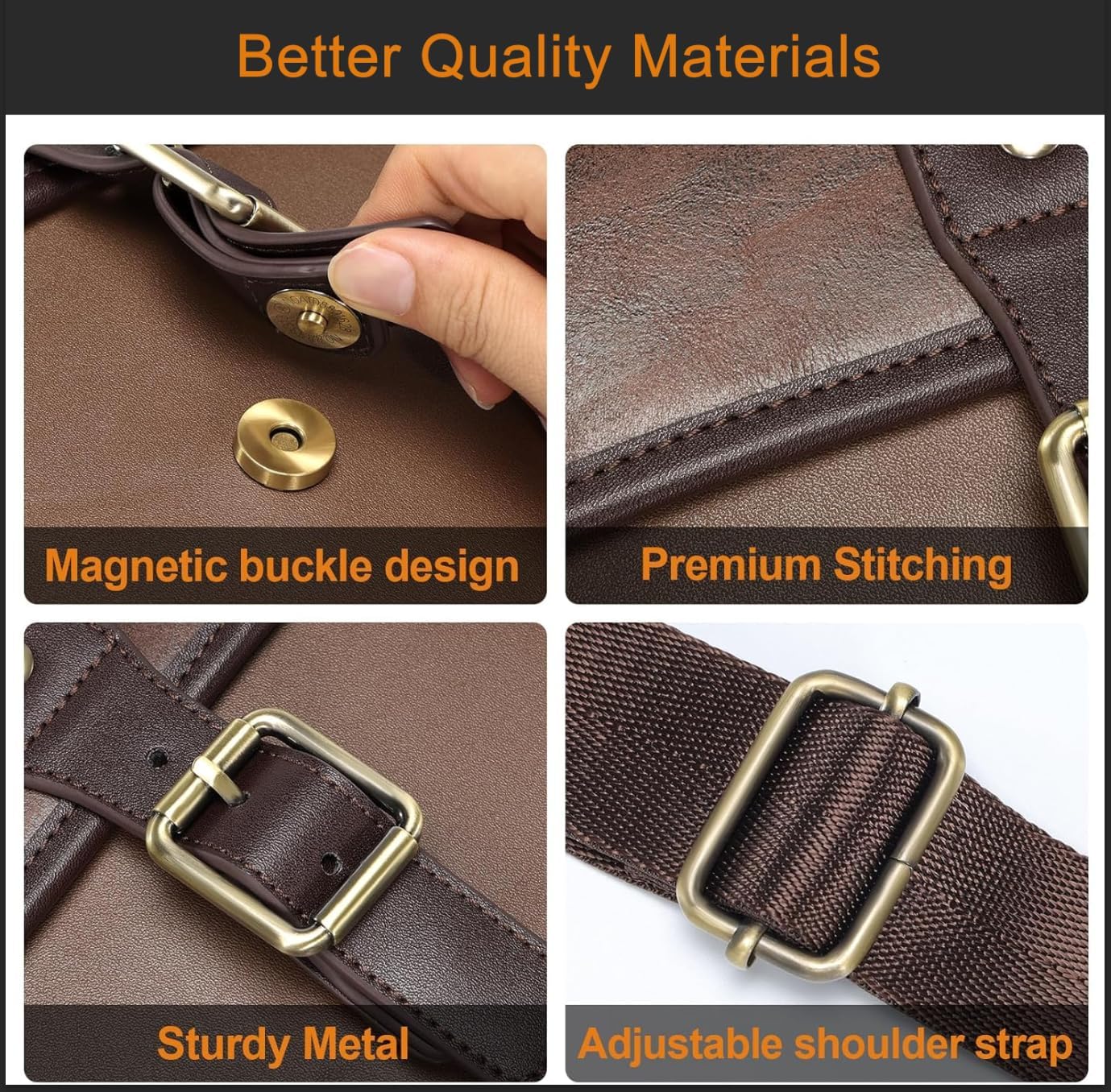 Cwatcun Camera Sling Bag PU Leather for Photographers,Small Camera Bag Water-resistant Shockproof Case with Removable Dividers for DSLR/SLR/Mirrorless,Brown - Image 3