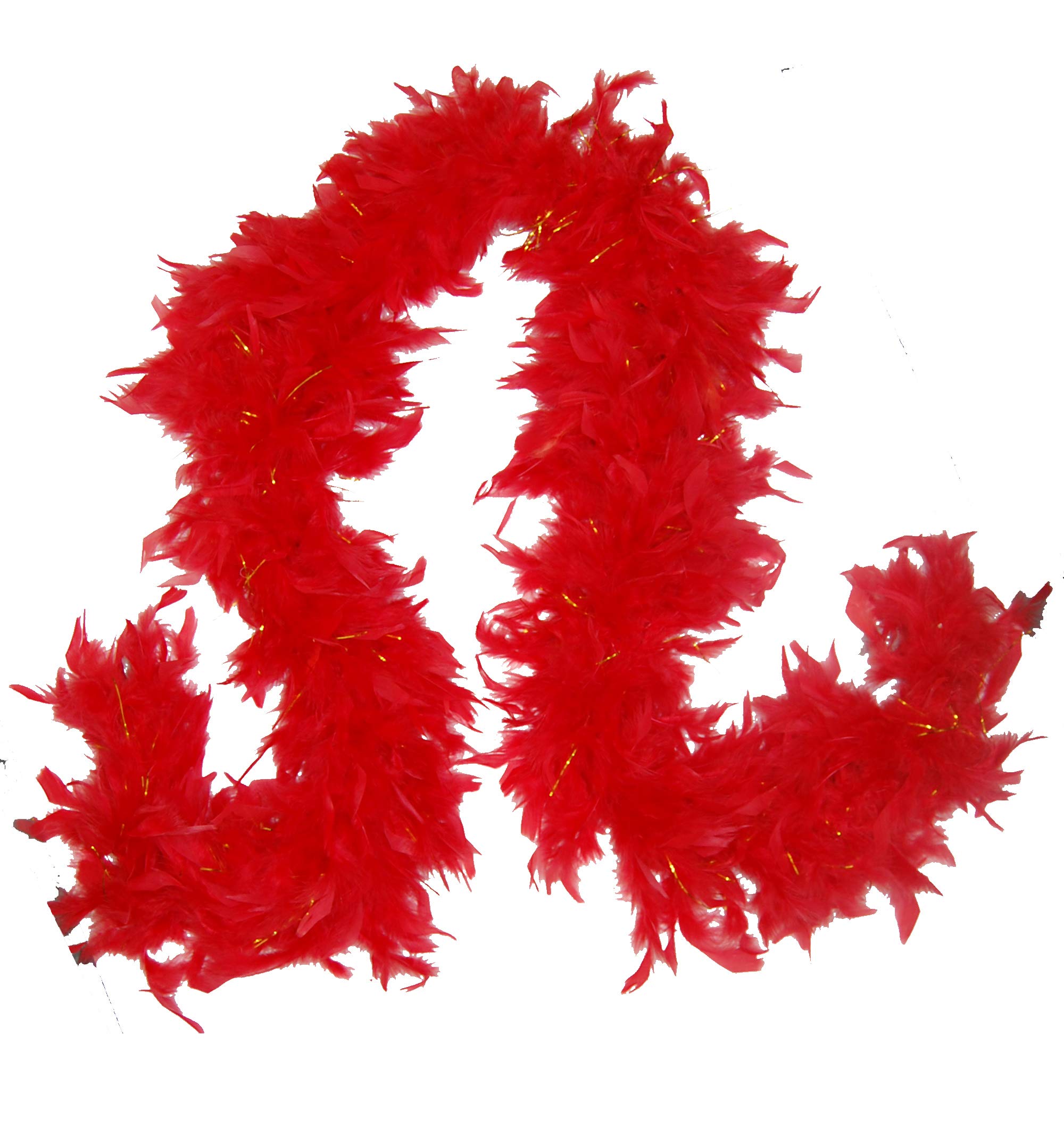 Feather Boas 80 Gram Chandelle 2 Yards - RED w/GOLD Lurex