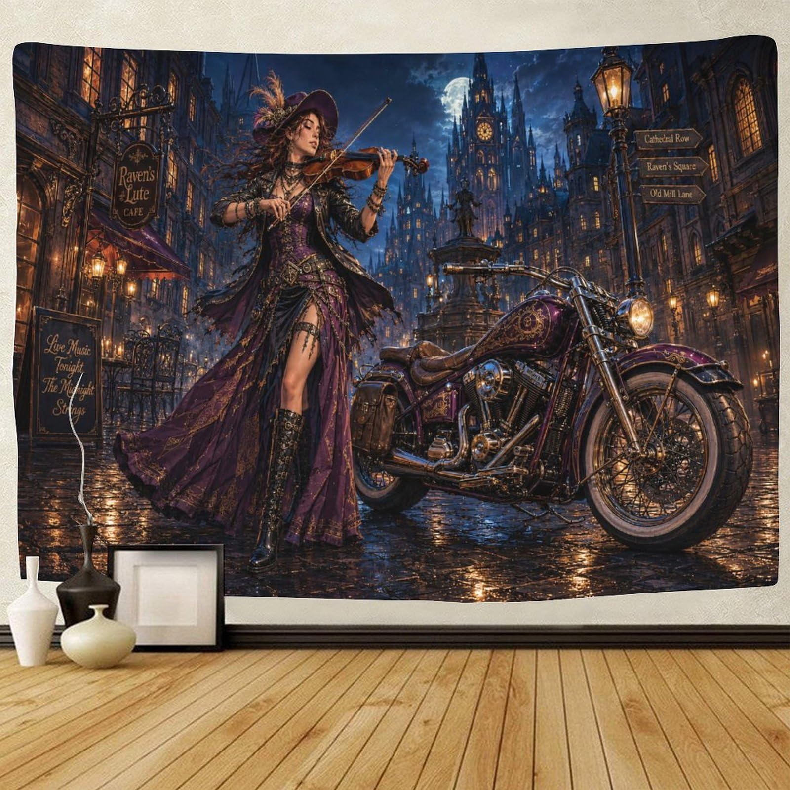 GPMNBCXZK Victorian Gothic Violinist Wall Art Decor 3D Print Tapestry for Bedroom Tapestries Poster Curtain Bedroom College Dorm 150cmx200cm