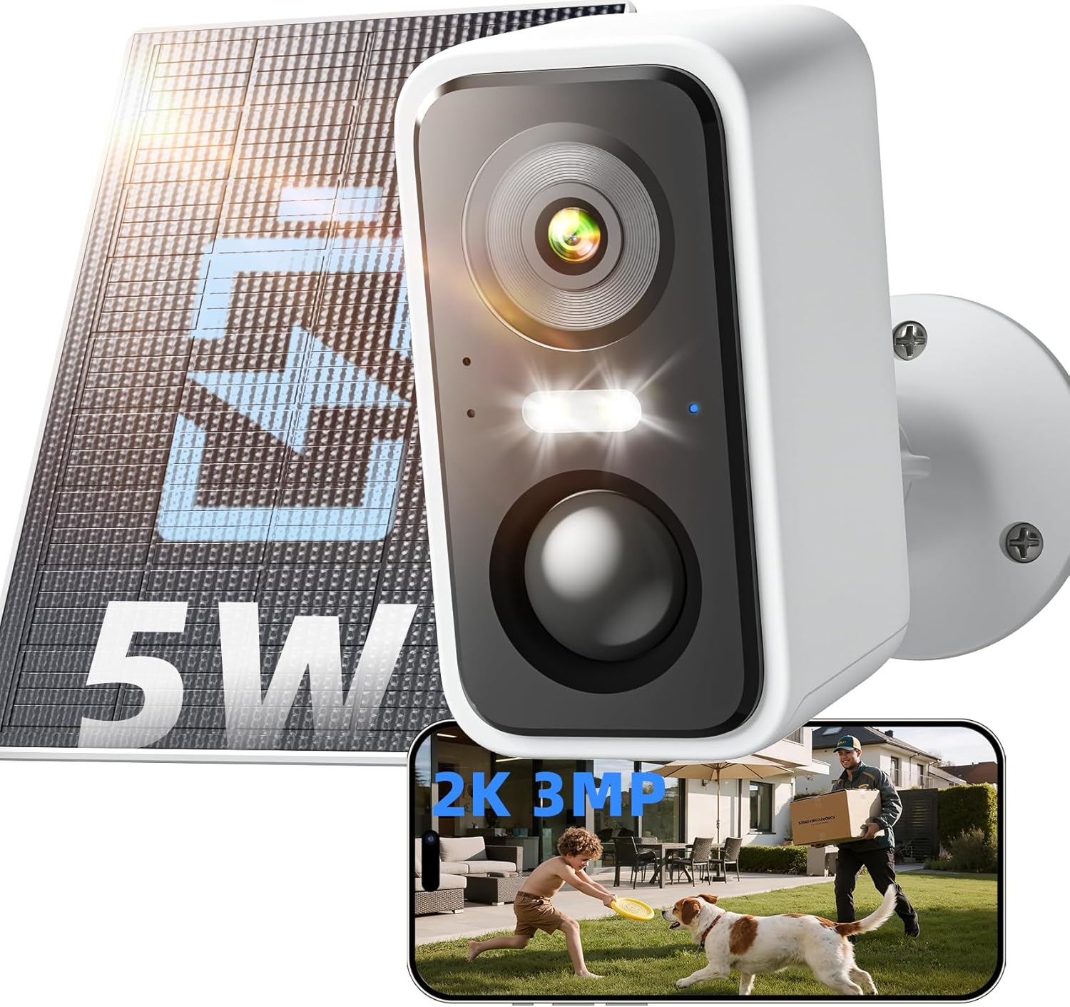 2K Solar Wireless Security Camera with Removable Battery