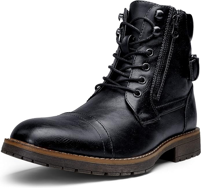 Vostey Men's Casual Boots for Men motorcycle combat ankle dress boots
