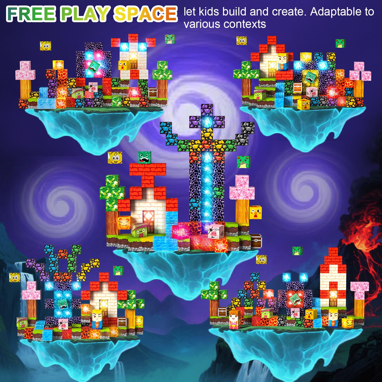 Costruzioni Magnetiche per Bambini 100 PCS 2CM 3+ Giochi Cubi Magnetici, Blocchi Building Blocks Giocattoli Montessori a Partire da 3 4 5 6 7 8 9 10 11 12 Anni Regali di Compleanno per Ragazzi