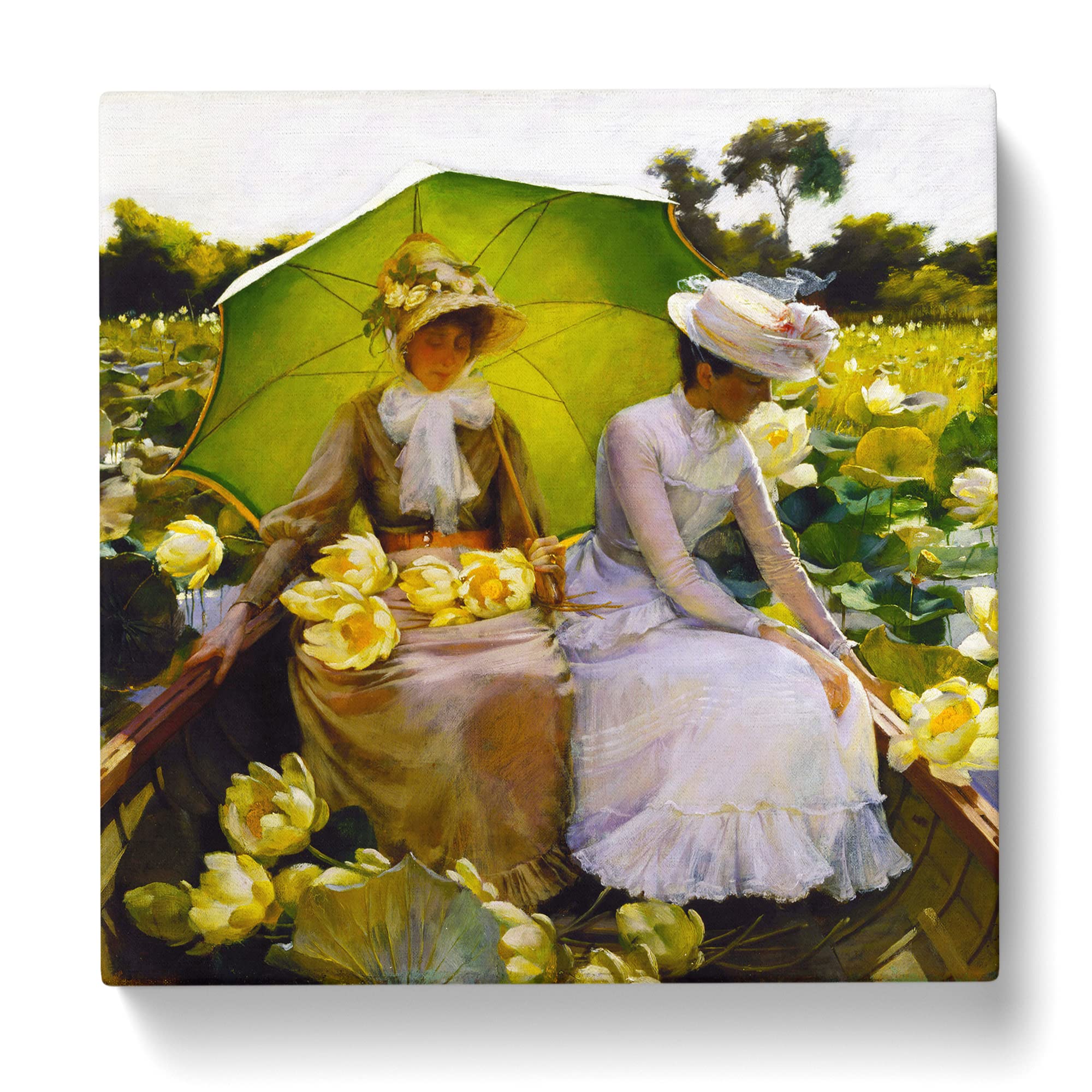 Lotus Lilies by Charles Curran Canvas Print, Mixed, 35L x 35W cm - Image 2