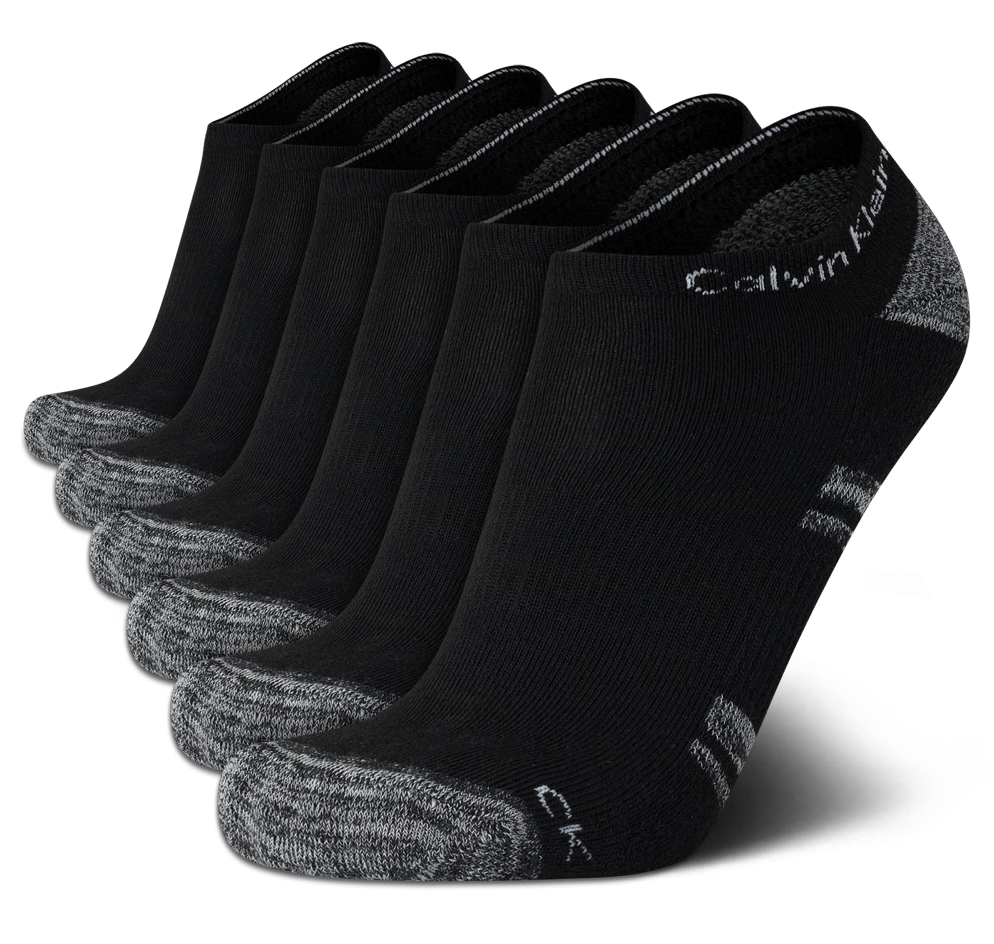 Calvin Klein Mens 6 Pack Soft Cushioned Athletic No Show Socks