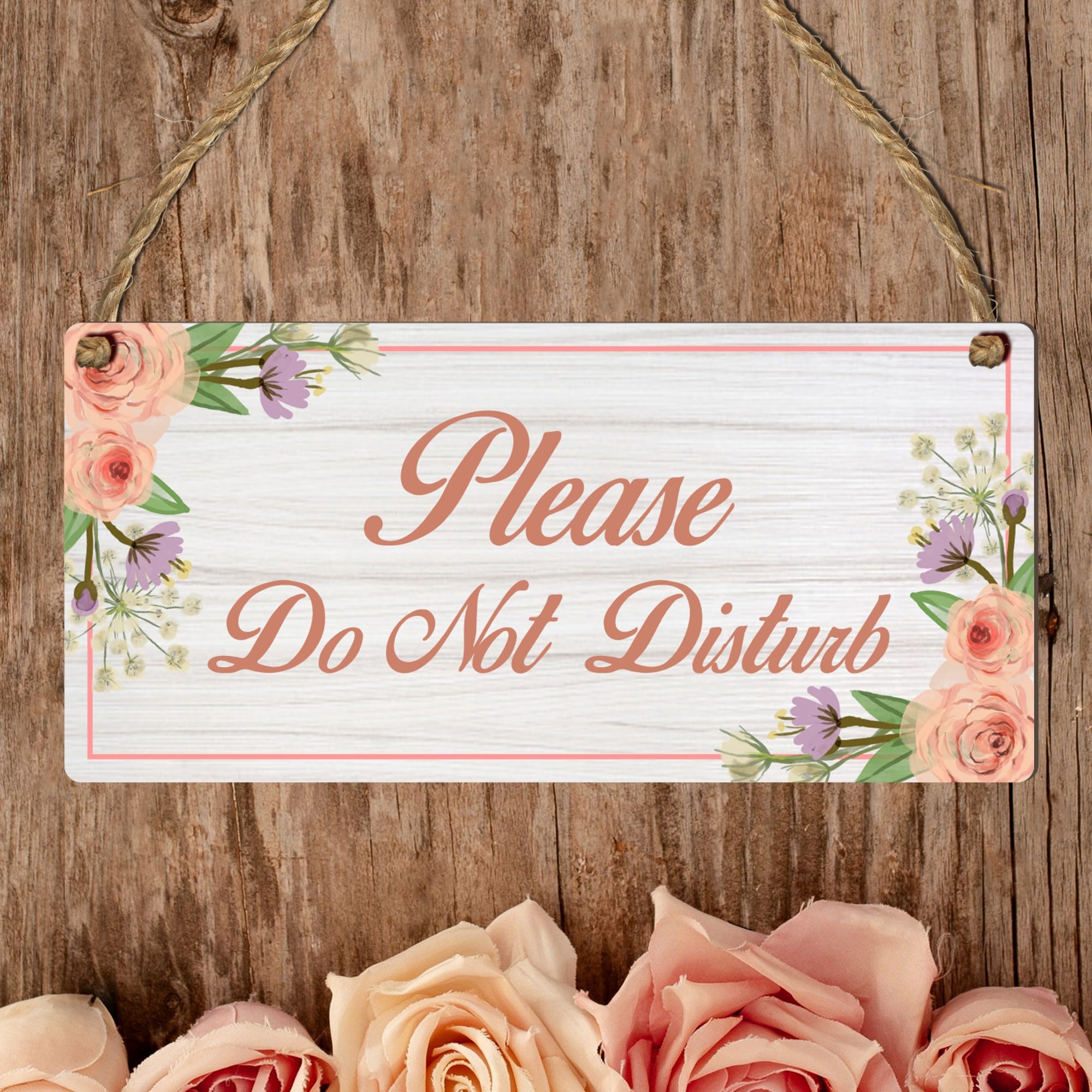 Elegant Floral "Please Do Not Disturb" Hanging Sign - Chic Door Plaque with Flower Design - Ideal for Bedrooms, Offices, and Quiet Spaces - Decorative Room Sign (Large: 29 cm (H) × 13.5 cm (W)) — image 1