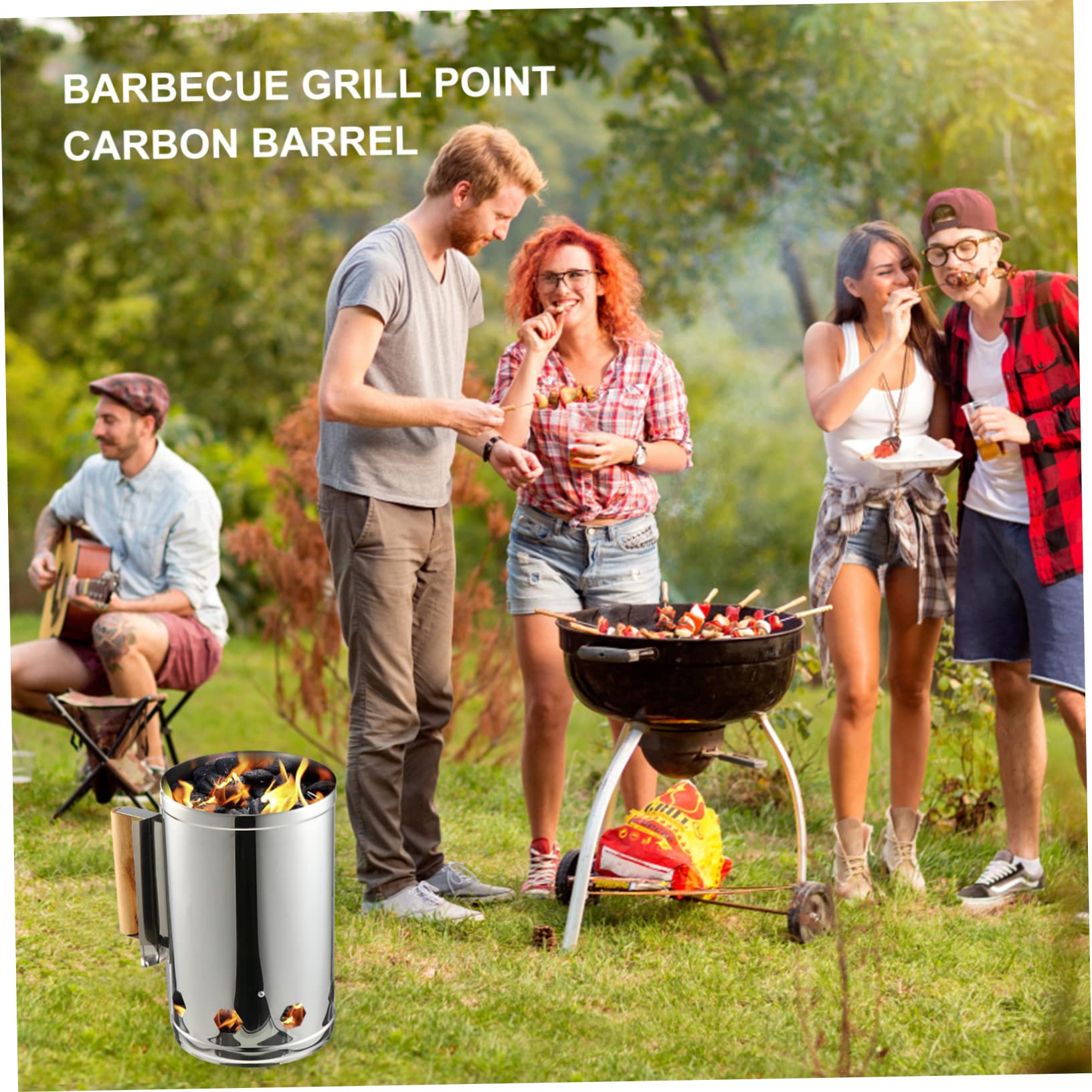 Accendi Carbone Barbecue Rapido Manico Resistente al Calore, Secchio in Ferro Zincato per Barbecue all Aperto e Campeggio, per Falò e Bracieri