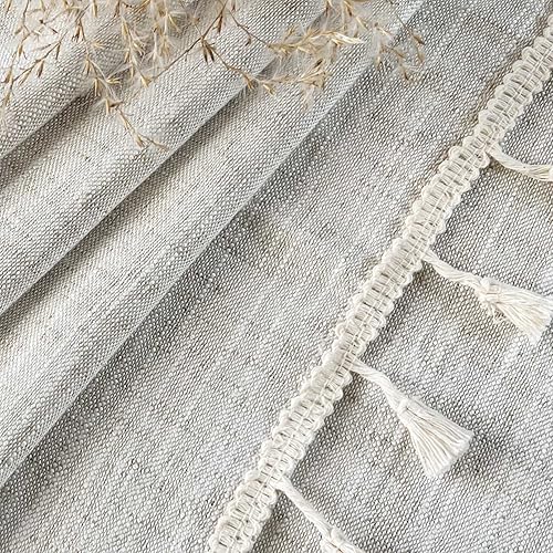 Miniatura 4 de Paquete de 2 cenefas de cocina con borlas bohemias para ventanas modernas cortinas de lino y algodón decoración rústica para baño ventana pequeña