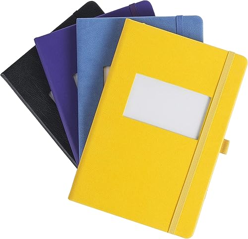 Miniatura 8 de The Why Journal Classic Cuaderno  Diario de tapa dura duradera a rayas con bolsillo, papel marfil grueso, tamaño A5, cierre elástico, soporte para