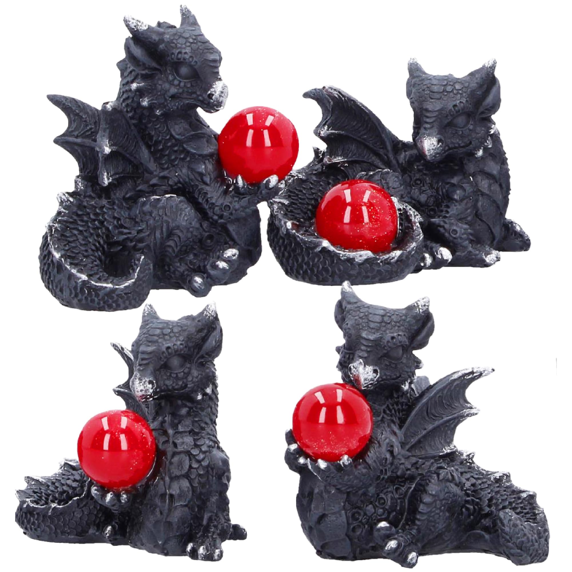 Nemesis Now Black Midnight Treasures Mini Dragon Figurines Set Of 4, 5.5Cm