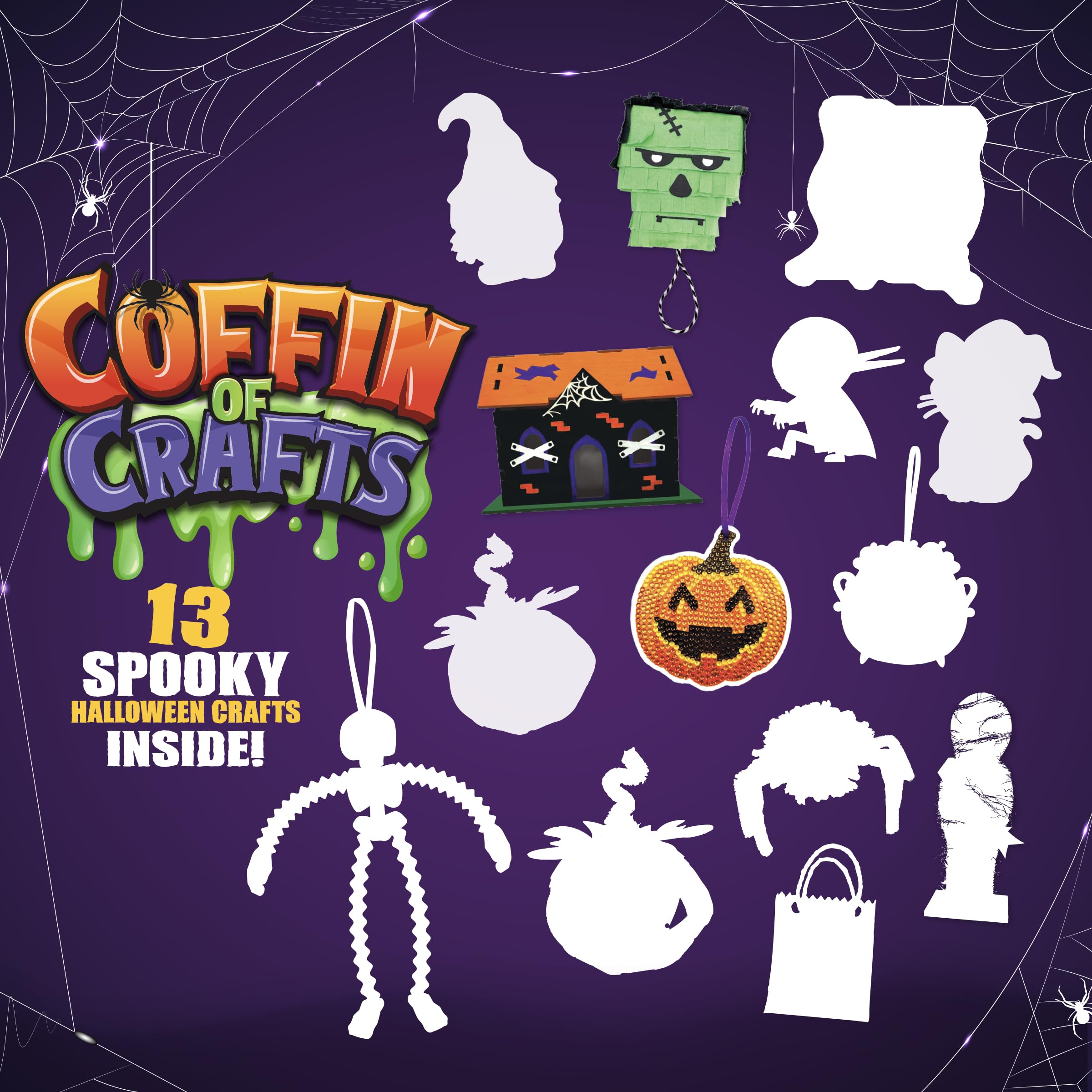 Coffin Of Crafts Calendario dell'Avvento di Halloween 2026 - Artigianato di Halloween per bambini | 13 Spooky Crafts - Kit di decorazioni artistiche per Halloween, per ragazzi e ragazze