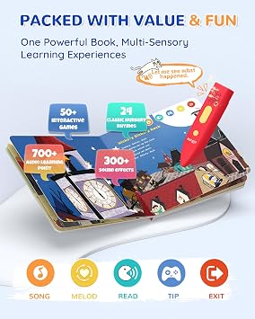 KOKODI Talking Books, 2Pcs Nursery Rhyme Books Interactive Audio Sound Books, Compatible with KOKODI Talking Pen (Nursery Rhyme Books Only, No Pen)