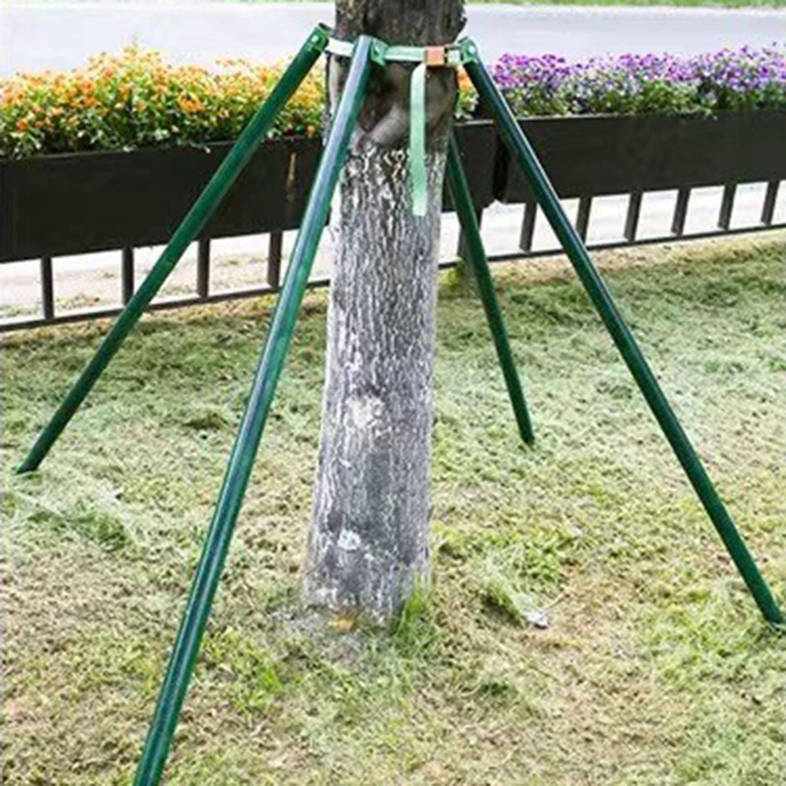 Baumpfähle Baumstützpfosten Aus Metall, Baumpfahl-Set Für Anlehnen/Aufrichten Junger Bäume, Verstellbarer Baumstützpfahl – Rahmenfixierbecher(2.5m/8.2ft)