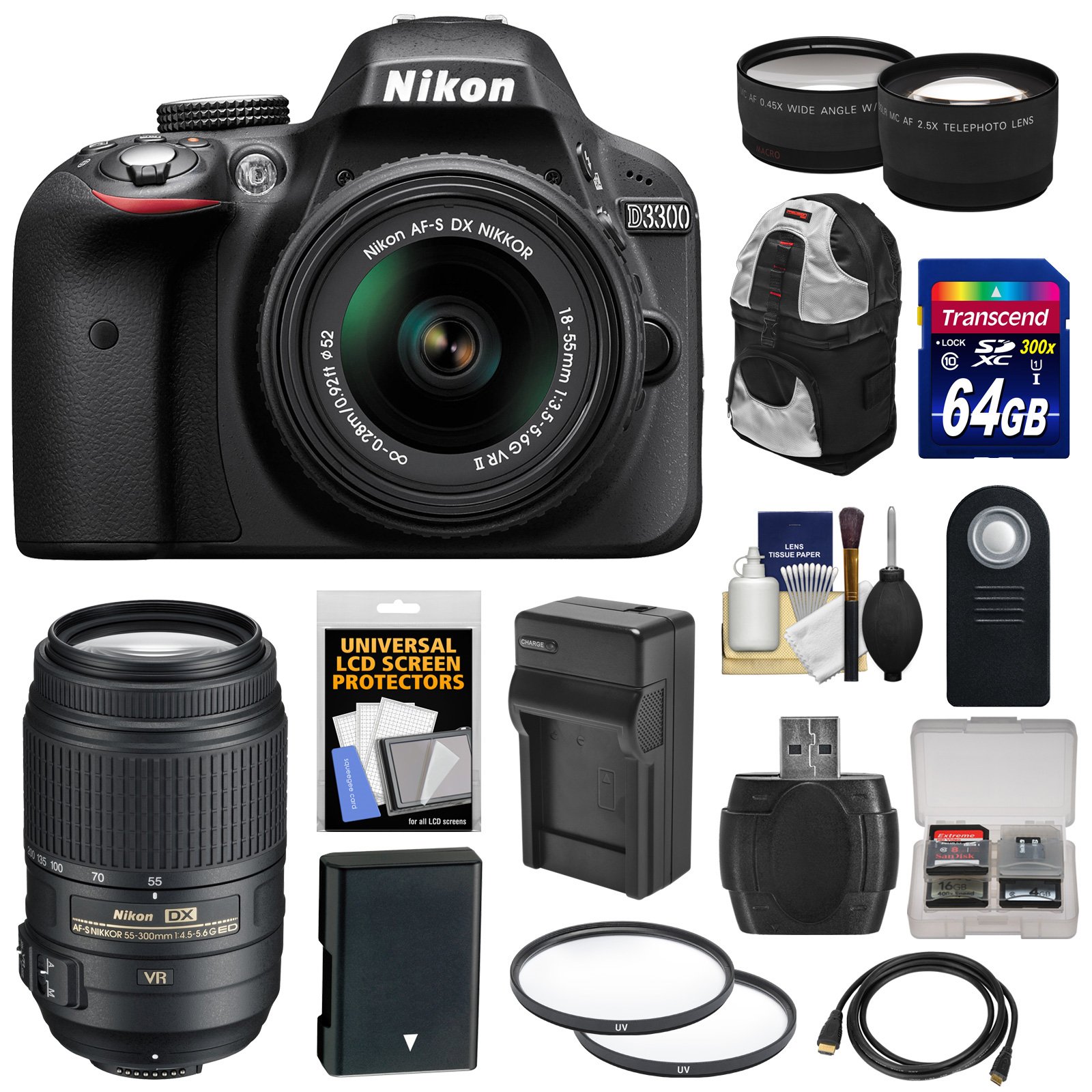 Nikon D3300 Digital SLR Camera & 18-55mm G VR DX II AF-S Zoom Lens (