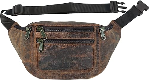 Miniatura 6 de KOMALC Riñonera de piel de búfalo de alta calidad, bolsa de viaje multifunción para mujeres y hombres, ajustable con múltiples bolsillos y