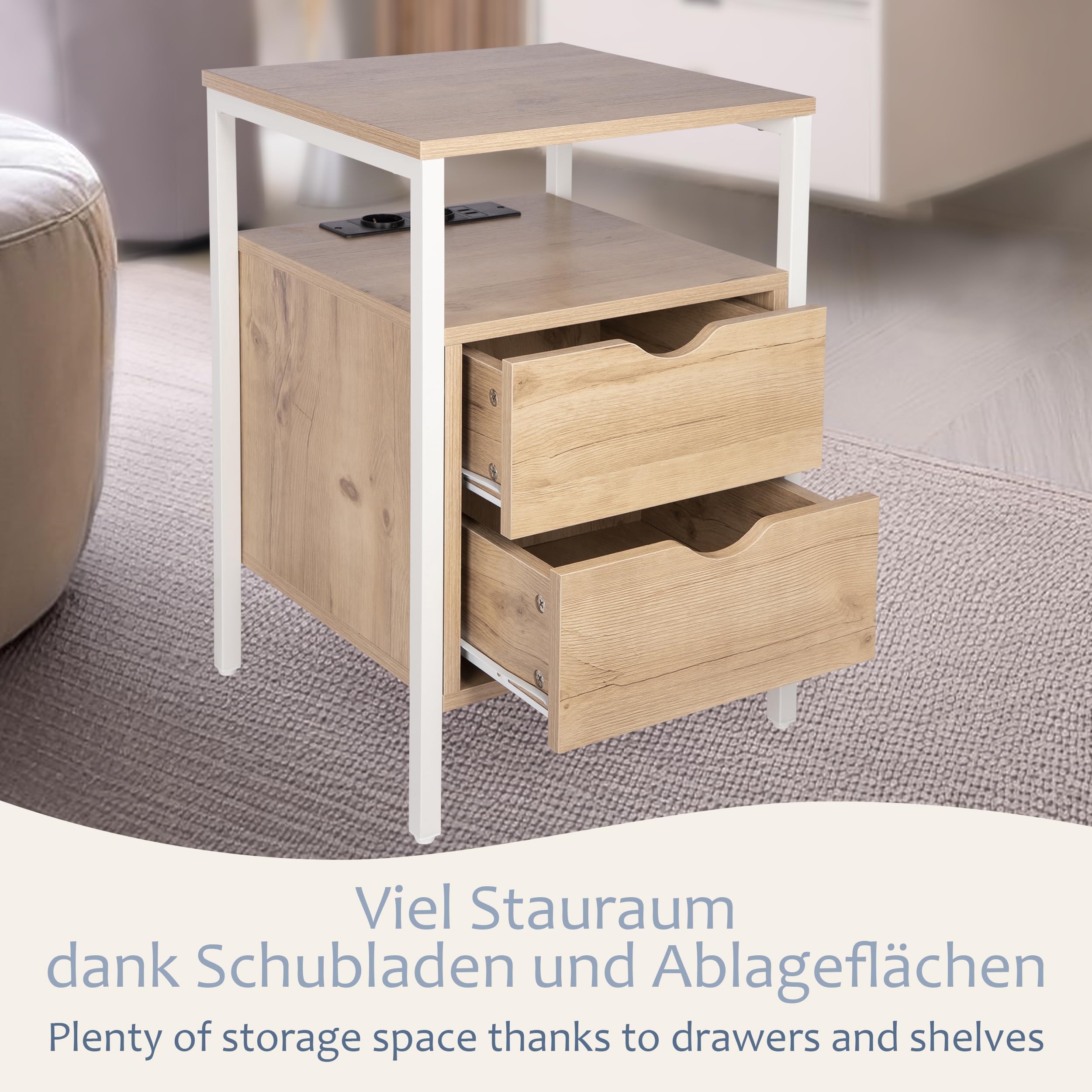 ONVAYA® Beistelltisch mit Steckdosen