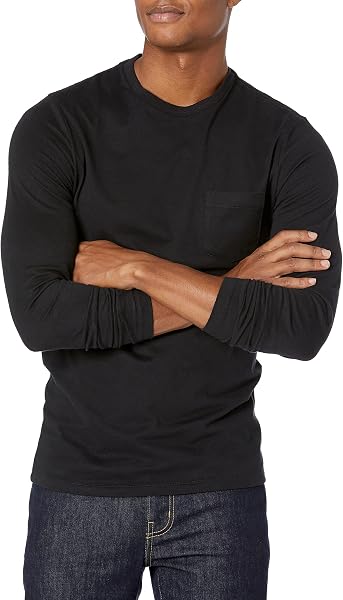 Amazon Essentials Men's Slim-Fit Long Sleeve Cotton T-Shirt, Crew Neck