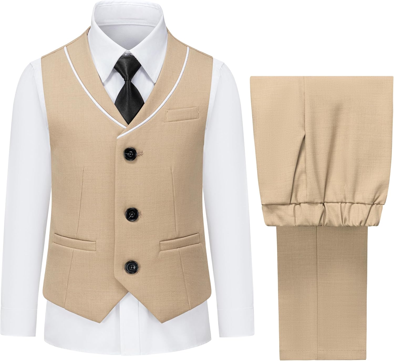 Boys Vest and Pants Set with Tie Formal Dress Suit Kids Toddler Teen Boy Wedding Communion Outfit