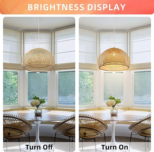 Miniatura 4 de Arturesthome Lámpara colgante de bambú para isla de cocina, iluminación de araña de mimbre, hecha a mano, tejida a mano, lámpara de techo colgante