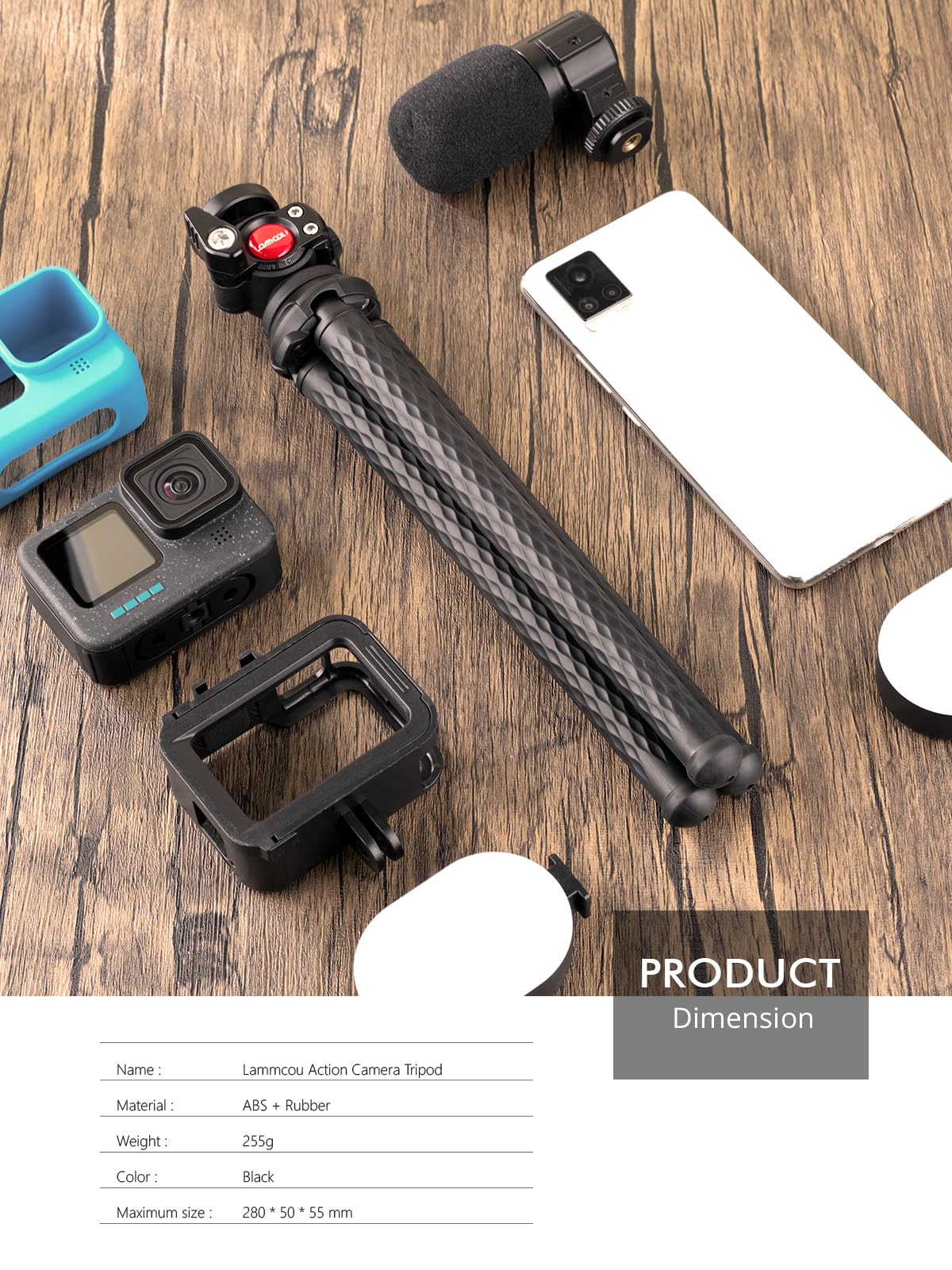 Lammcou Treppiede Actiocam, Flessibile Octopus Gorrila Pod e Staffa Compatibile con Hero Hero 13 12 11 10 9 X3 Go3 Bendy Tripod Accessorio per Video Vlogging