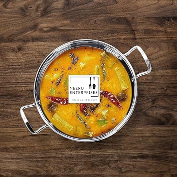 Stainless Steel Induction Bottom | Gas Stove Friendly | Kadhai Capacity 1.5 LTR