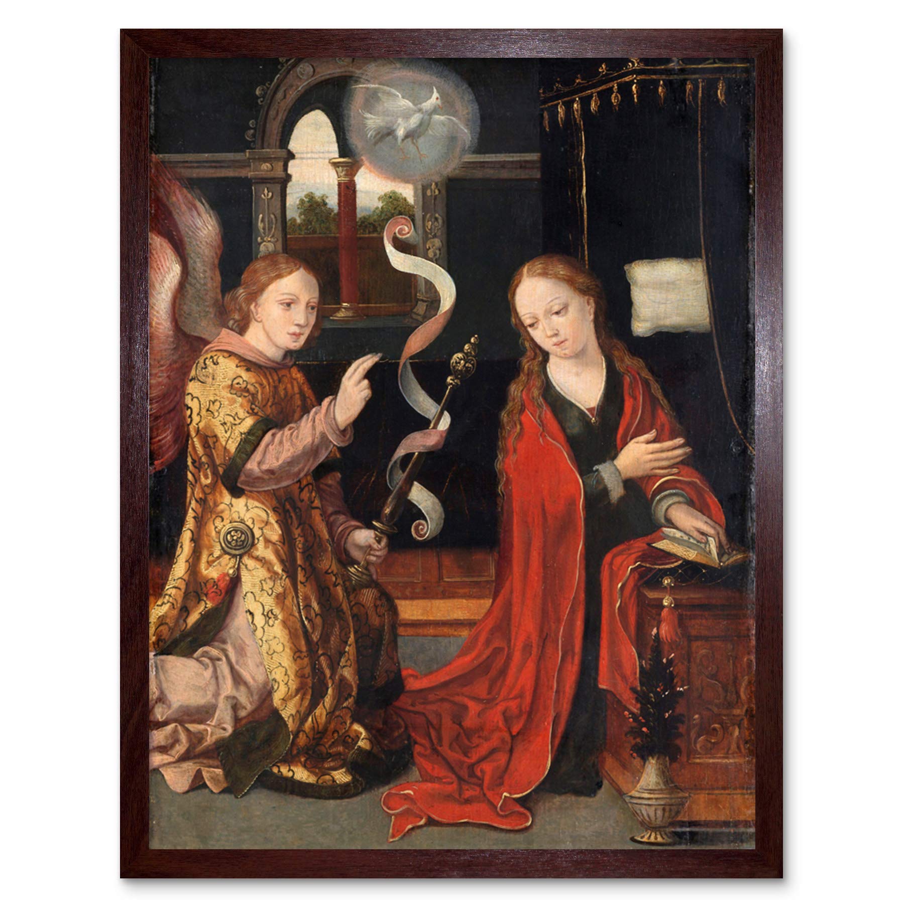 Artery8 The Annunciation Religious Painting Art Print Framed Poster Wall Decor 12x16 inch