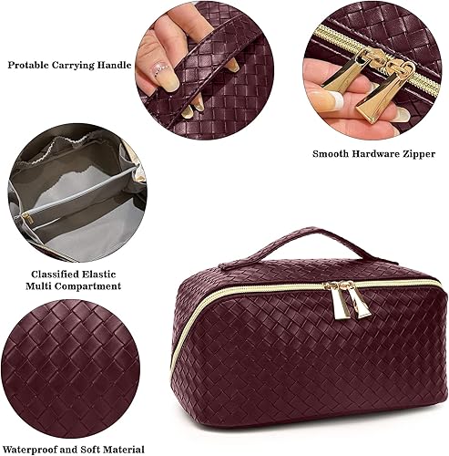 Miniatura 5 de Bolsa de maquillaje de gran capacidad, bolsa de cosméticos con cremallera para mujer, estuche organizador de maquillaje de viaje, bolsa de