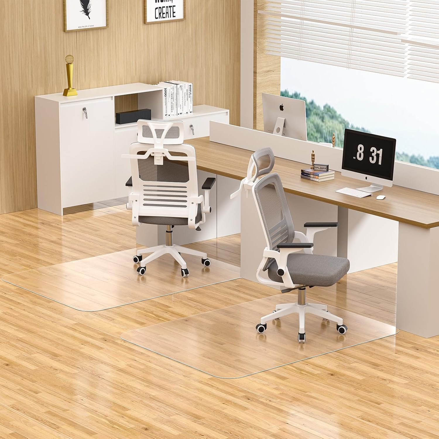 Office Chair Mat for Hardwood Floor, 36" X 48" 2 Pack Chair Mat for Hard Floors, PVC Clear Floor Protector Rug Mat for Home and Office, Can't be Used on Carpet