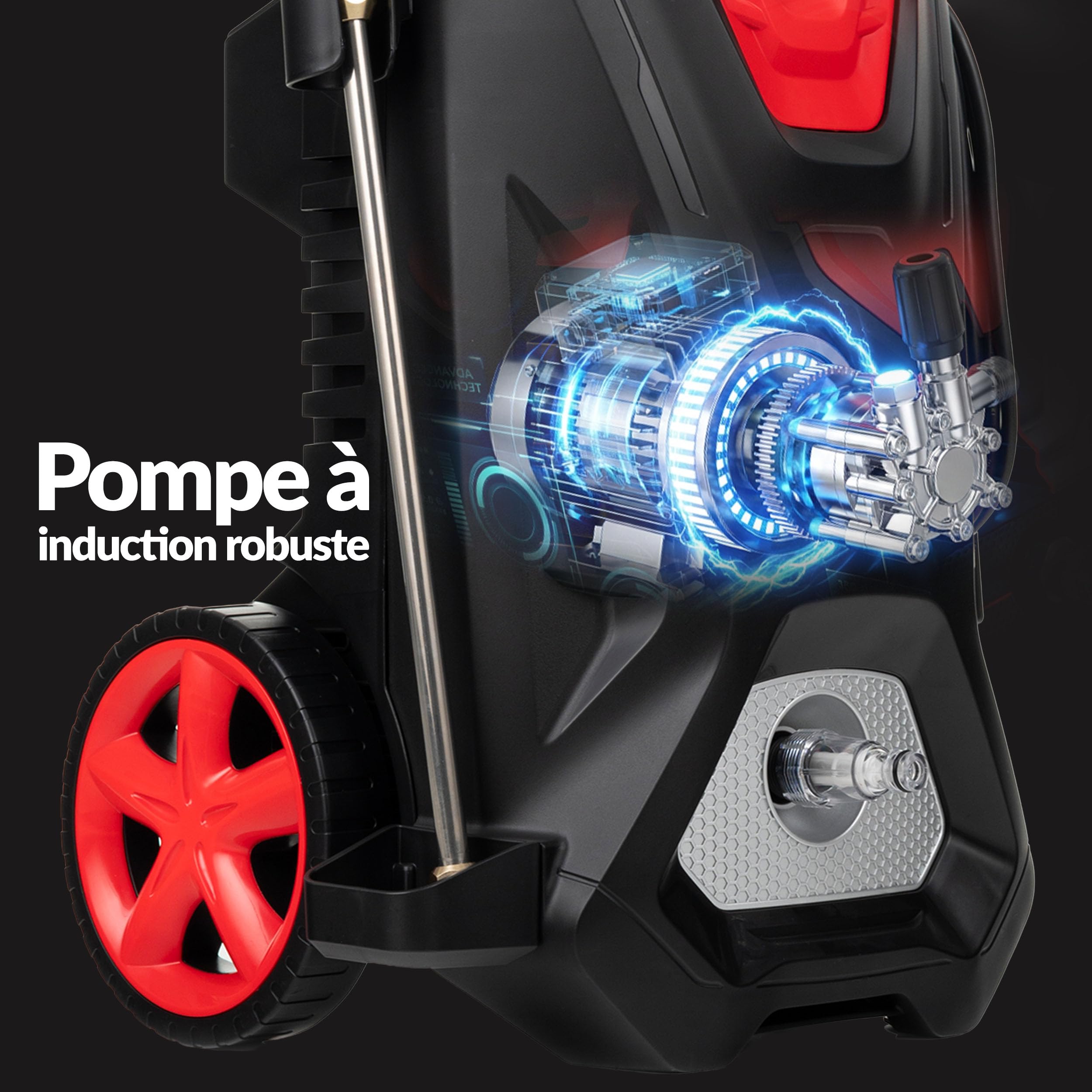 Lehmann Colorado Nettoyeur Haute Pression avec Moteur à Induction, 3000 W, Max. 260 Bar, Débit 492 l/h, Rayon d'action 17 m, Accessoires : Canon à Mousse, 4 Buses, Buse Turbo, Noir/Rouge