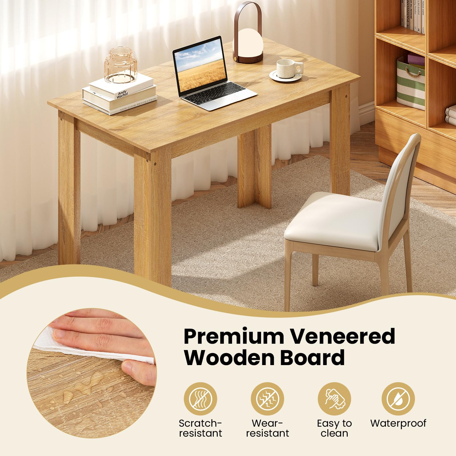 LIFEZEAL Tavolo da Pranzo, Cucina, Sala da Pranzo, 120x70 cm, 4-6 Persone, Scrivania, Design Moderno, Salvaspazio, Rettangolare, in Legno, per Soggiorno, Max 60 kg (naturale)