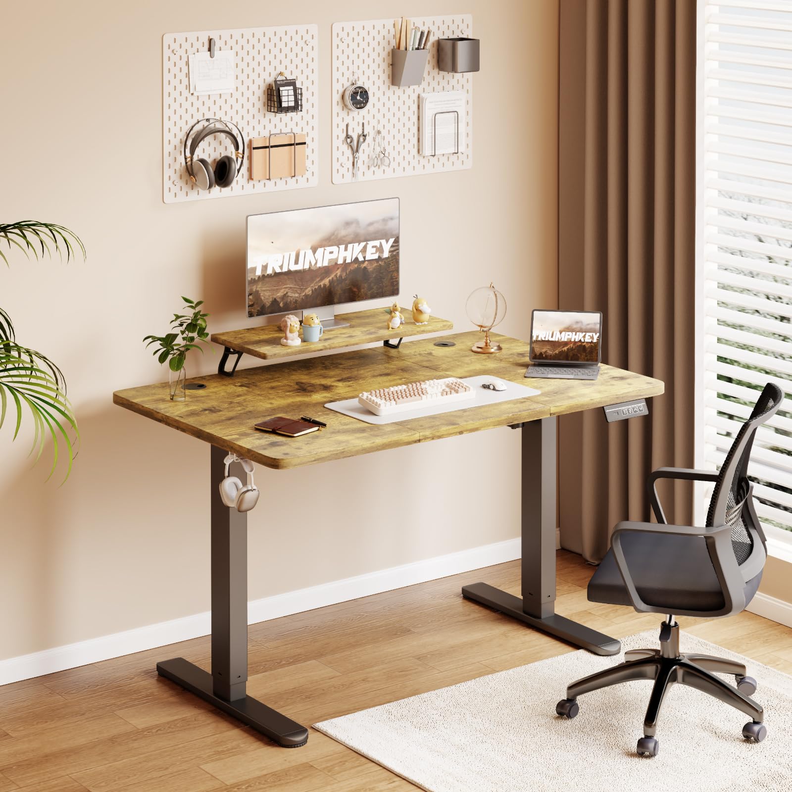 Monitor Elevabile Desk 140x60cm 2 Memory Brown - Dettaglio