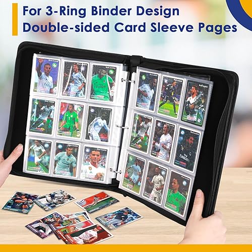 Miniatura 3 de Carpeta de tarjetas intercambiables, carpeta de tarjetas de béisbol de piel sintética con 900 bolsillos laterales de carga, carpeta de tarjetas con