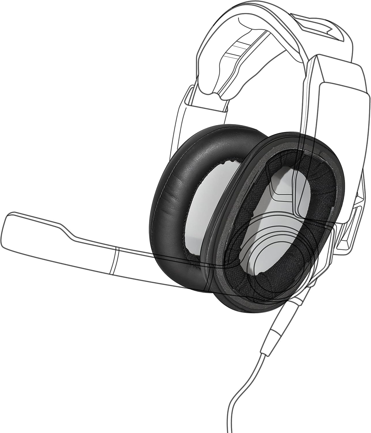 Earpadz Replacement for Sennheiser GSP 500, 550, 600 Headphones Ear Pads, Soft Knit Headphone Cushions (Jerzee, Black, 1 Pair)