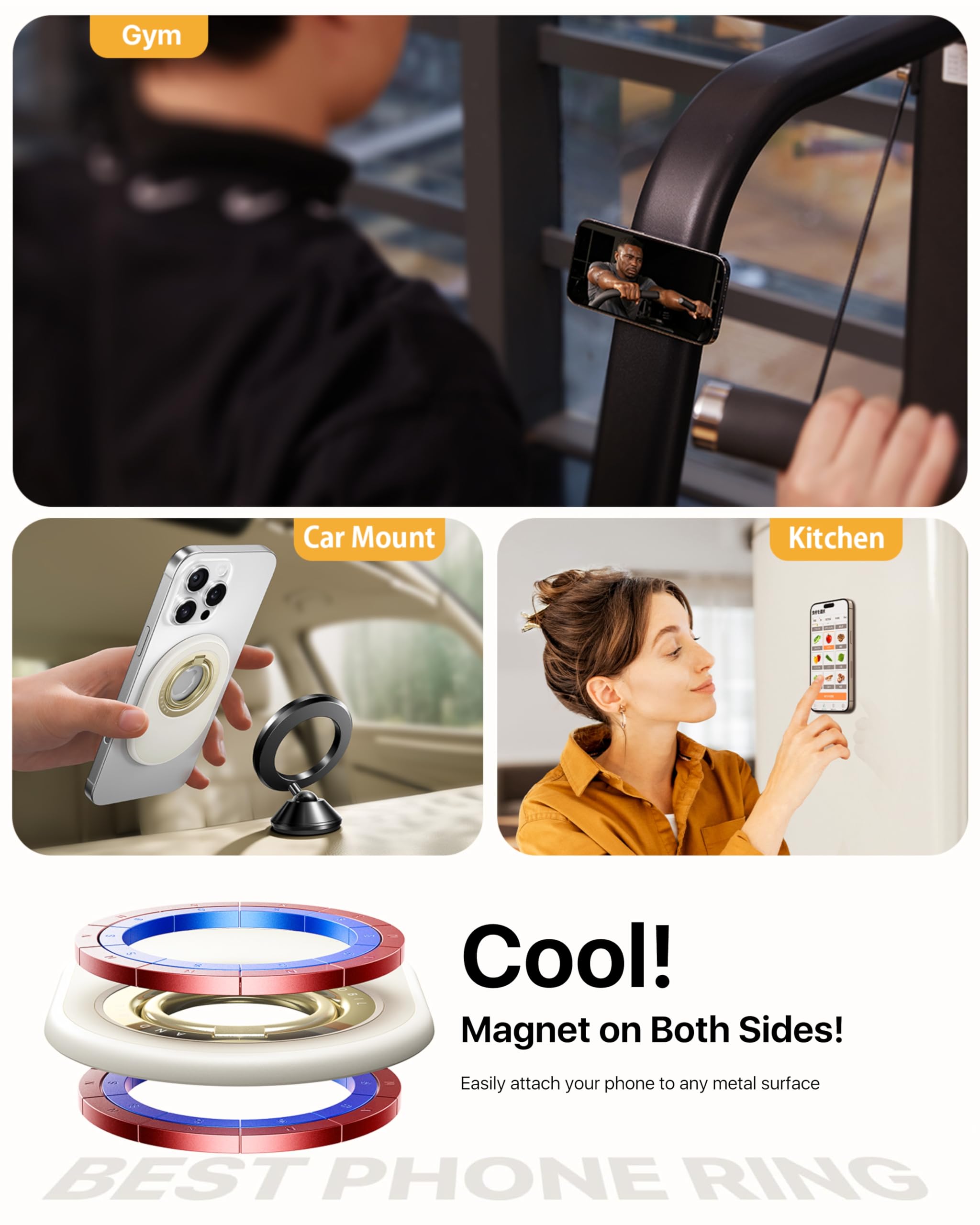 Andobil Magnetischer Handy-Griff Für MagSafe – Stärkste Magnetkraft, Klappbarer Ringhalter & Ständer Für IPhone