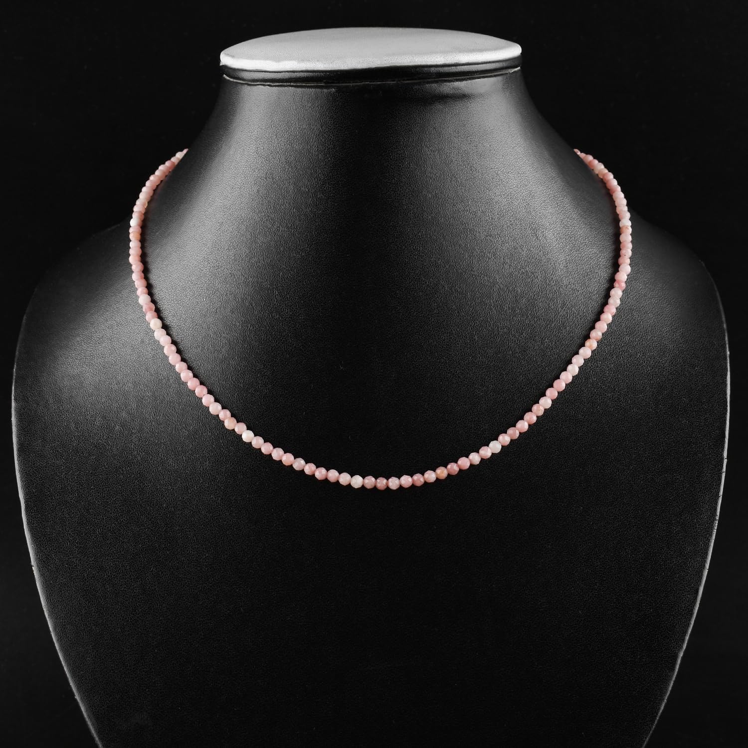 YANARA Natural Choker Necklace For Women Gemstone Full Micro Beads Dainty Jewelry for her, Birthstone, Energy Healing Crystals, Silver Plated Chain 18 inch