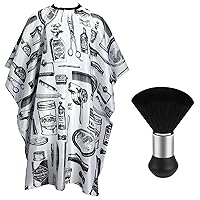 Vista 8 de FEBSNOW Capa de Barbero Impermeable Profesional para Corte de Cabello Capa con Cepillo Quitapelusas para Cuello para Corte de Cabello Tie-dye Salón