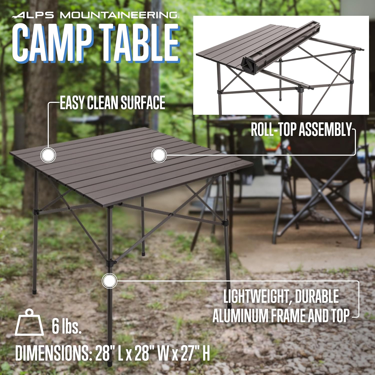 Cot For Camping Ozark Trail Aluminum Roll-Top Camping Table, Dark