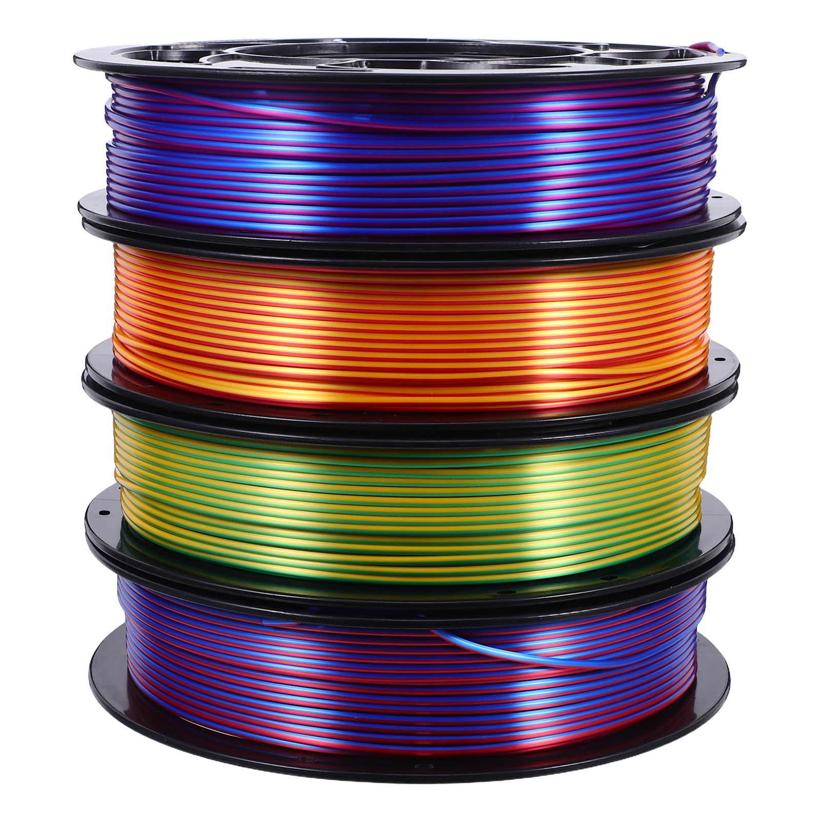 4 bobinas de filamento PLA de 1,75 mm, 250 g/rollo, coextruido en 3