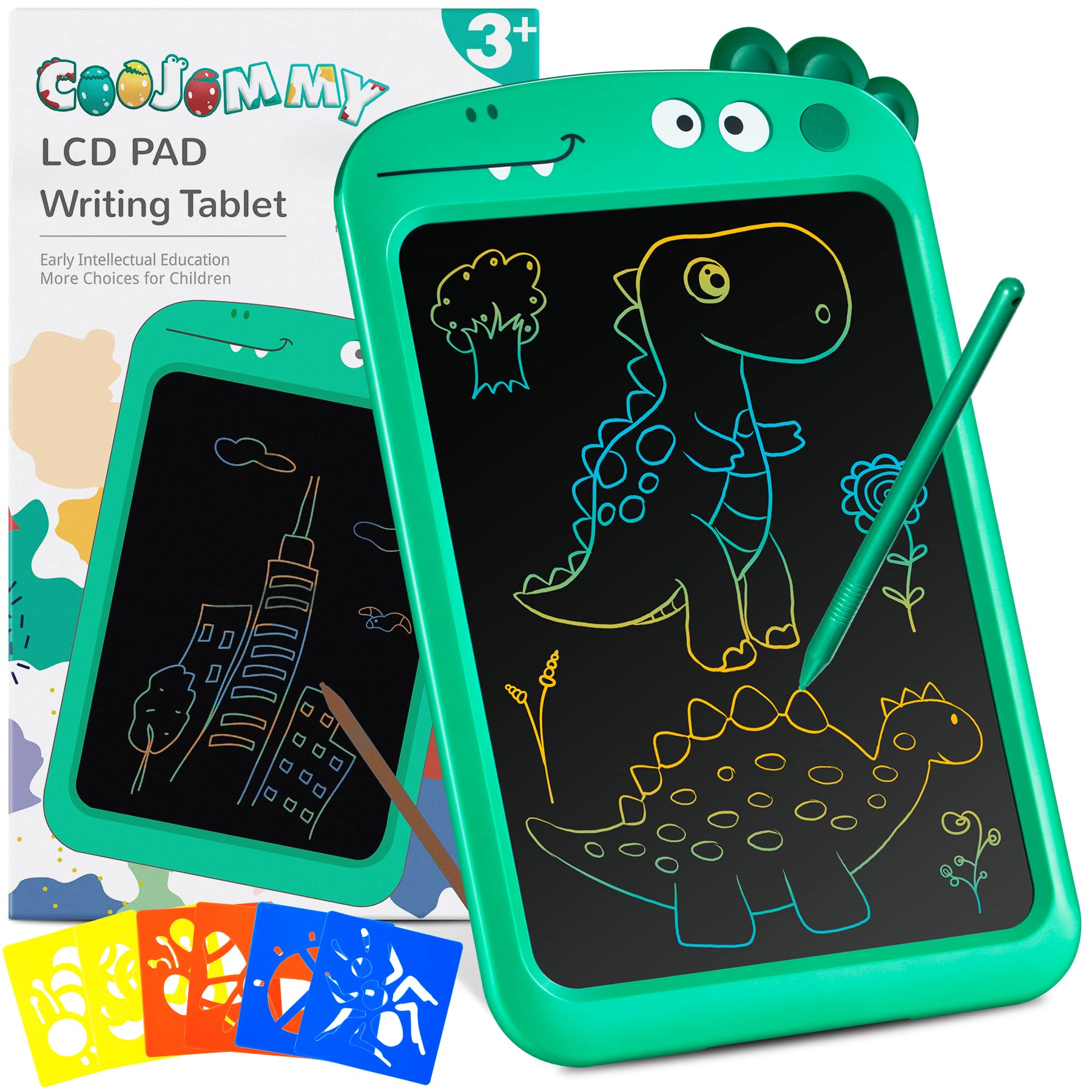 COOJOMMY LCD Writing Tablet, Scribble Pad Educational Learning Gadgets Doodle Board with Painting Template,for 2 3 4 5 6 Years 10 inch Dinosaur Toys for Birthday Gifts