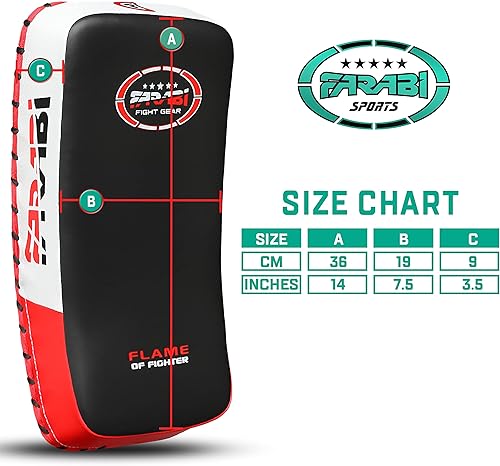 Miniatura 5 de Farabi Sports Almohadilla tailandesa almohadilla de patada de kickboxing escudo de golpe de entrenamiento de patada MMA Muay Thai curvada x 1 unidad