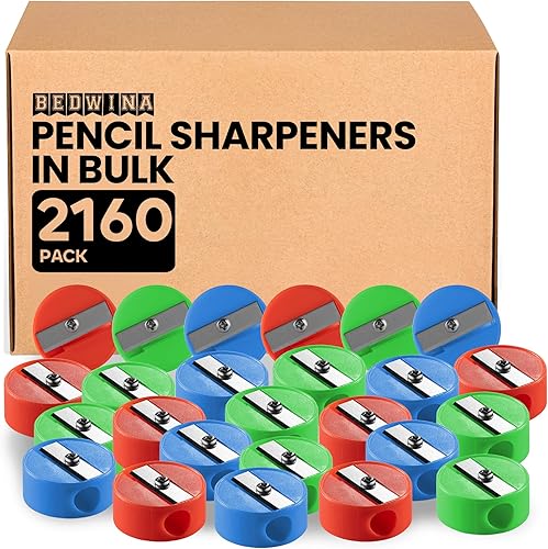 Vista 8 de Bedwina Sacapuntas a granel – Paquete de 144 sacapuntas de color de bolsillo tamaño mini manual para niños, plástico y colorido para recuerdos